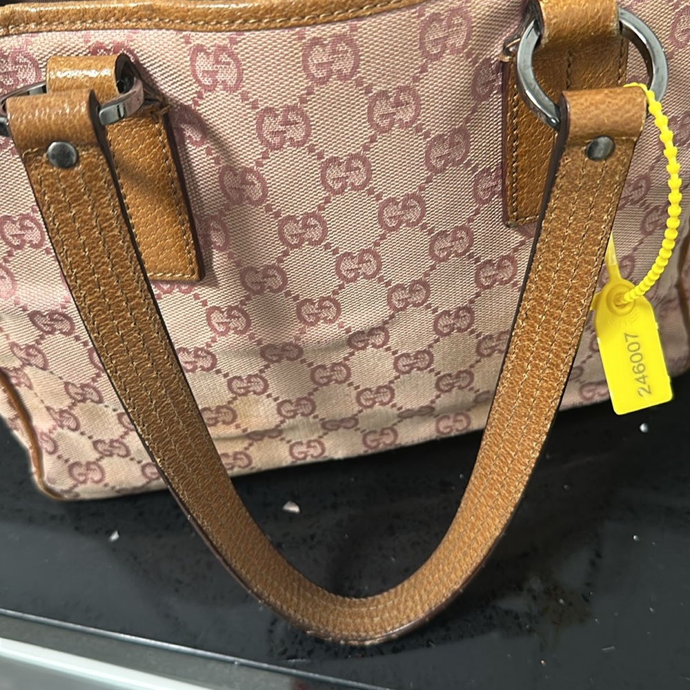Authentic Women’s Pink Gucci double G Monogram Purse Small Tote - Picture 12 of 14